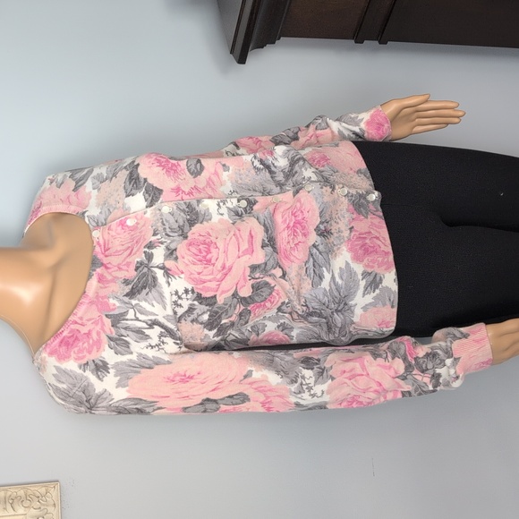 Talbots Floral Button-Front Cardigan Sweater - Shabby Chic SZ XS - Picture 5 of 14